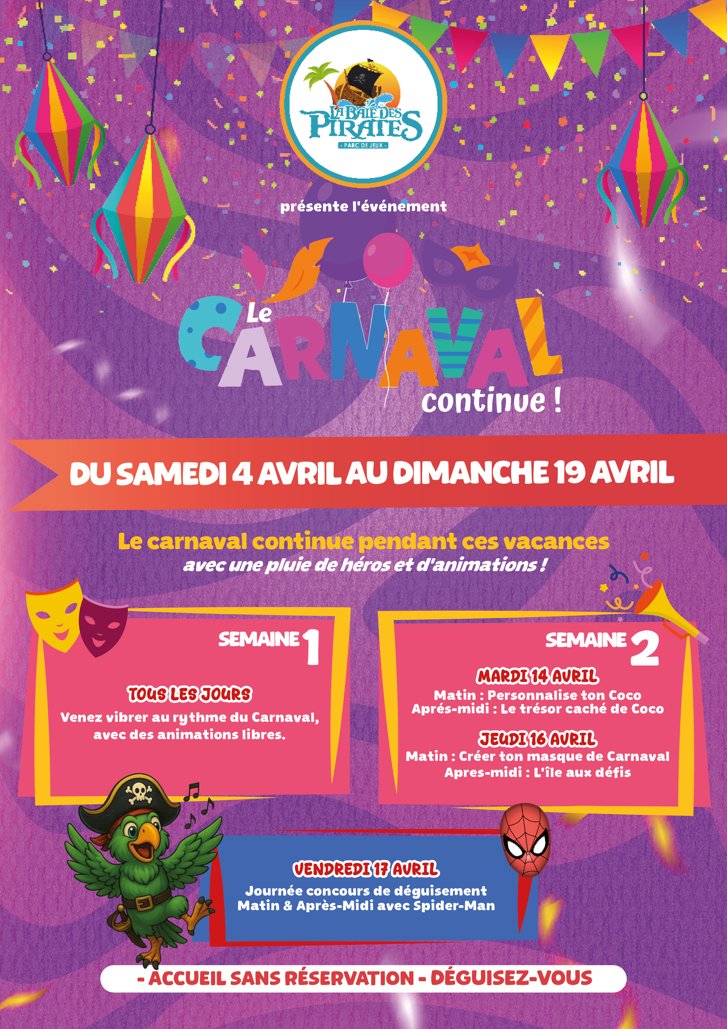 Programme des vacances